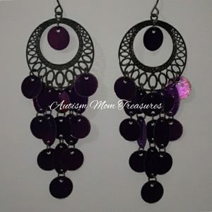 Purple Chandelier Earrings 3.25"